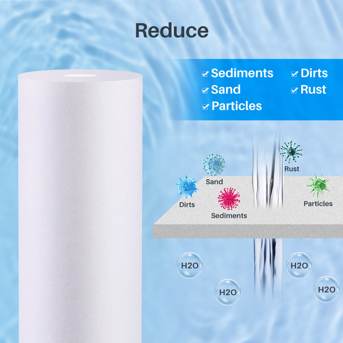 Compatible with DGD-5005-20 / 155358-43 – Big Blue 20-Inch Sediment Water Filter, 4.5" x 20", 5 Micron Gradient Density – 10 Filters