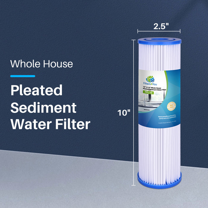 Compatible with Pentek S1 20 Micron Pleated Sediment Water Filter 10" x 2.5" – 12 Pack
