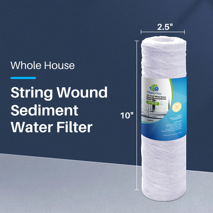 Compatible with OmniFilter RS2 RS2-DS String Wound Water Filter 4-Pack 5 Micron 9.75" x 2-1/2"