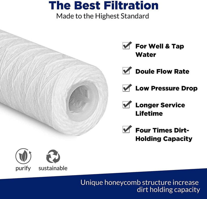 CFS String Wound Water Filters for W5W, WP5, 5 Micron, 4 Pack