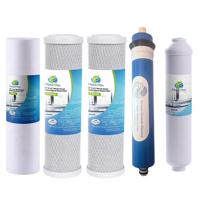 CFS 5 Pc RO Filter Set 100 GPD Membrane for APEC RO-90 ROES-75 10 In