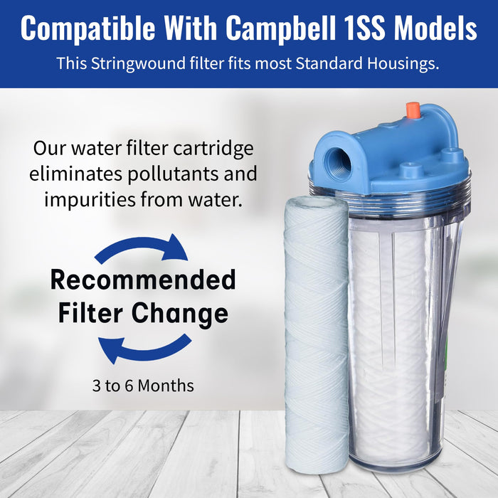 CFS 10 x 2.5 Sediment String Wound Filters for Campbell 1SS, 5 Pack