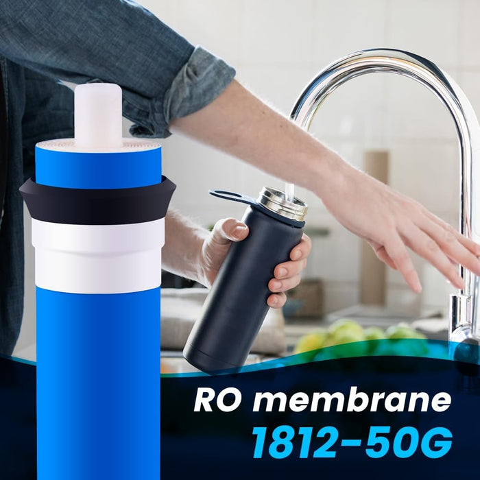Compatible with GE FX12P FX12M Filter Combo Set for GXRM10RBL RO System | 50 GPD Upgraded Membrane
