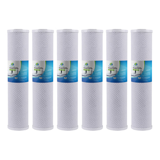 6 pack Big Blue 20 x 4.5 inch coconut carbon block water filters by Filters4You