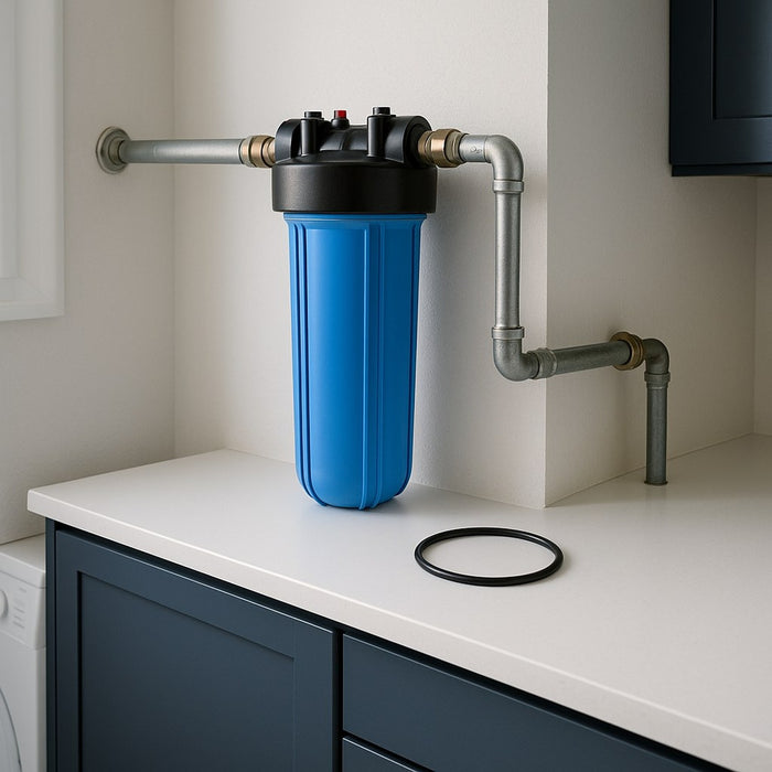 Big Blue housing in a utility room with O-ring