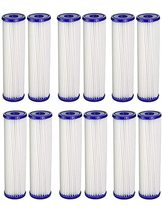 12-pack pleated sediment water filter cartridges, 20 micron, 10 x 2.5 inches, compatible with Pentek S1 models