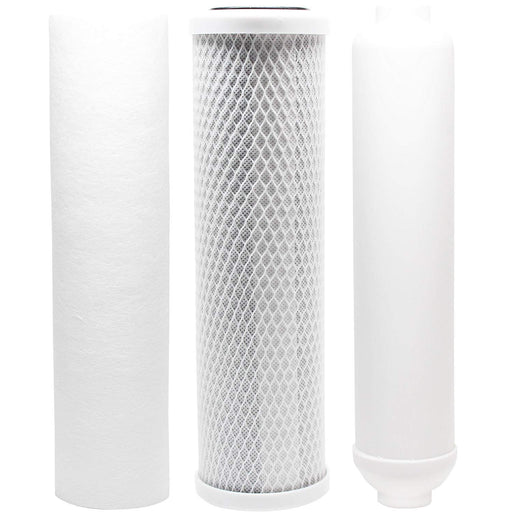 Replacement filter kit with carbon block, PP sediment filter, and inline cartridge, compatible with Watts ZRO-4 RO system