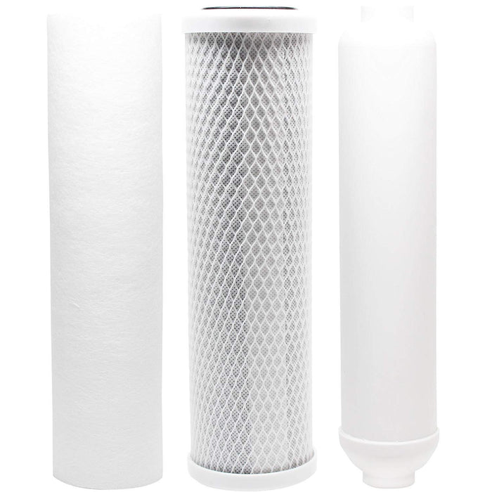 Replacement filter kit with carbon block, PP sediment filter, and inline cartridge, compatible with Watts ZRO-4 RO system