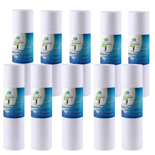 10-pack polypropylene sediment water filter cartridges, 5 micron, universal 10 inch size, compatible with GE GXWH20S models