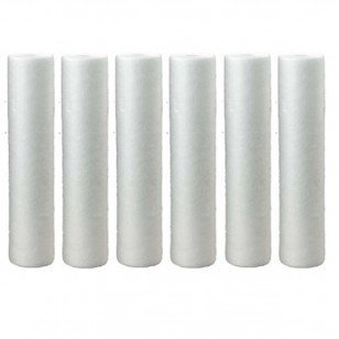 6-pack polypropylene sediment water filter cartridges, 1 micron, compatible with Purenex 1M-6PK models, white