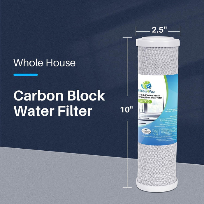 CFS – 8 Pack Carbon Block Water Filter Cartridge Compatible with Flow-Pur 8, WCBCS-975-RV Models – Removes Bad Taste and Odor – Whole House Replacement Filter Cartridge – 10“ x 2.5”