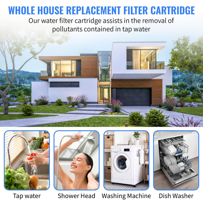 CFS – Polypropylene String Wound Water Filter Cartridges Compatible with Sediment Filter, Heavy Duty Well Water Filter Models – Whole House Replacement Filter Cartridge – 5 Micron
