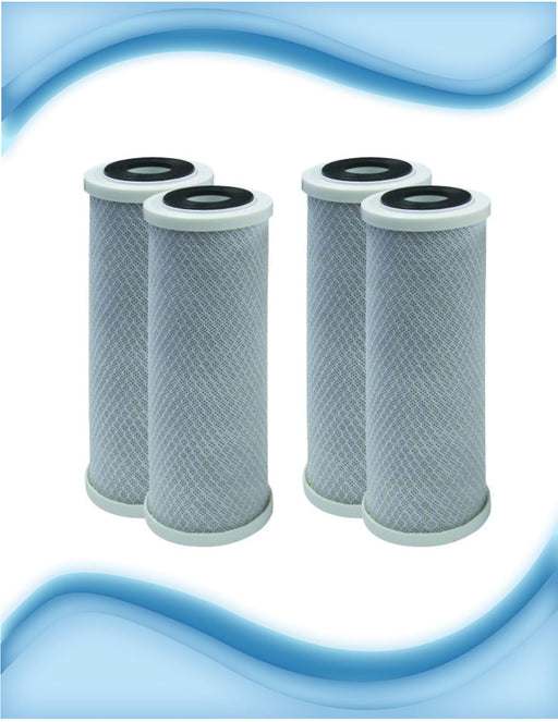 4-pack carbon block whole-house replacement filter cartridges, 1 micron, compatible with standard 10-inch carbon block housings