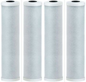 4-pack carbon block water filter cartridges, 5 micron, compatible with CB-25-1005 models, white