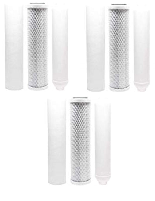 3-pack water filter kit with carbon block, sediment, and inline cartridges, compatible with Rainsoft 9596 RO systems