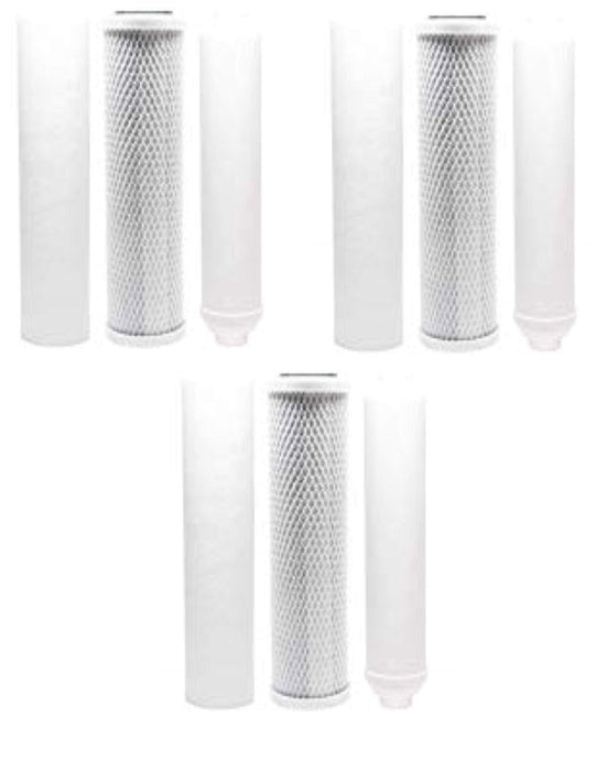 3-pack water filter kit with carbon block, sediment, and inline cartridges, compatible with Rainsoft 9596 RO systems