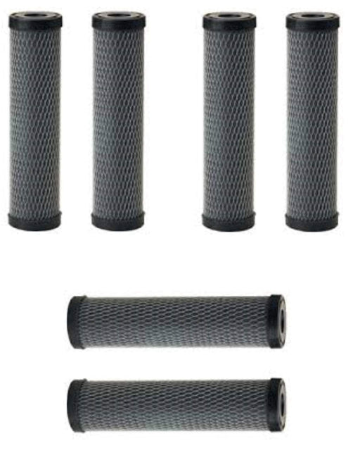 6-pack carbon-impregnated whole house water filter cartridges, 9.75 x 2.5 inches, compatible with Pentek NCP-10