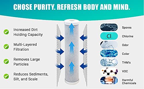 CFS – 1 Pack Carbon Block Water Filter Cartridge Compatible with CG5-10S, DEV9108-17 Models – Removes Bad Taste & odor – Whole House Replacement Filter Cartridge – 1 Micron – 10" x 2.5"