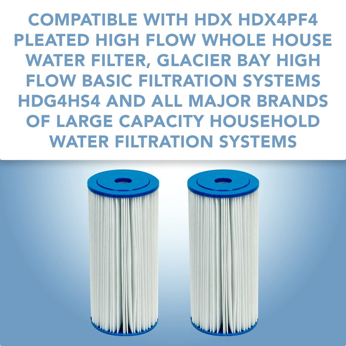 CFS – Whole House Pleated High Flow Water Filter Cartridges Compatible with HDX HDX4PF4 Models – Reduces Bad Taste & Odor – Replacement Water Filter Cartridge – 30 Micron