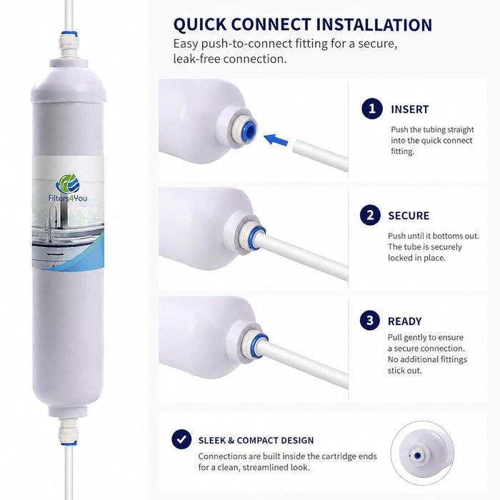 CFS Inline Carbon Post Filter – 10" – 1/4" Quick Connect – Fits T33, ICF-10, R200