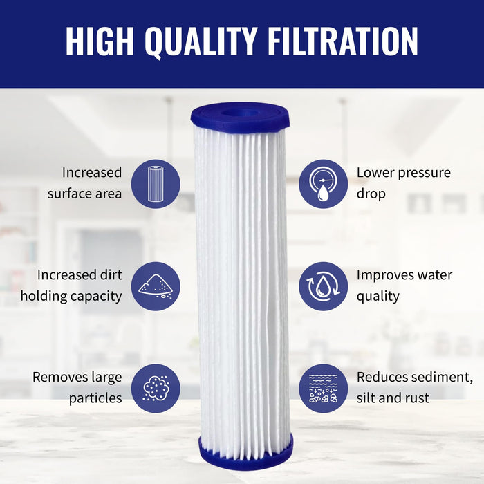 CFS Pleated Polyester Sediment Water Filter 10"x2.5" Universal Whole House Pre-Filter Compatible with AO Smith 20 Micron Sediment Water Filters AO-WH-PRE-RP2 FM-50-975