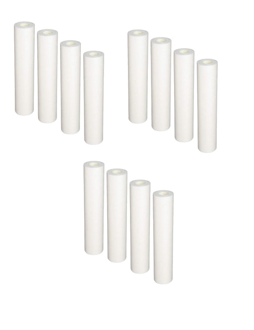 12-pack whole-house sediment filter cartridges, compatible with Pentek PS1-10C models