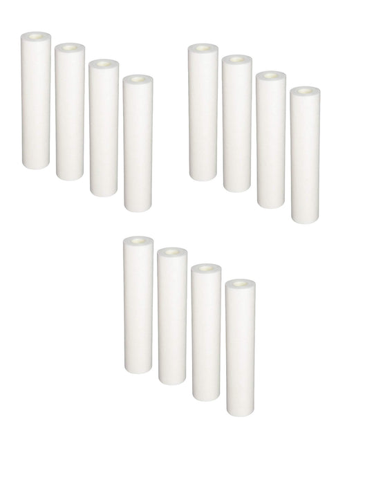 12-pack whole-house sediment filter cartridges, compatible with Pentek PS1-10C models