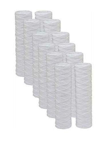 12-pack string-wound sediment water filter cartridges, whole house, compatible with GE FXWSC