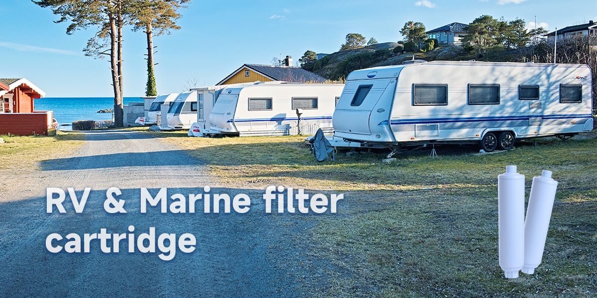 CFS – 1 Pack Inline RV Water Filter Compatible with WCBCS-975-RV, 40043 Models – Camping Essentials for Fresh Drinking Water – New & Advanced RV Inline Water Filter – GAC & KDF Water Filter – White