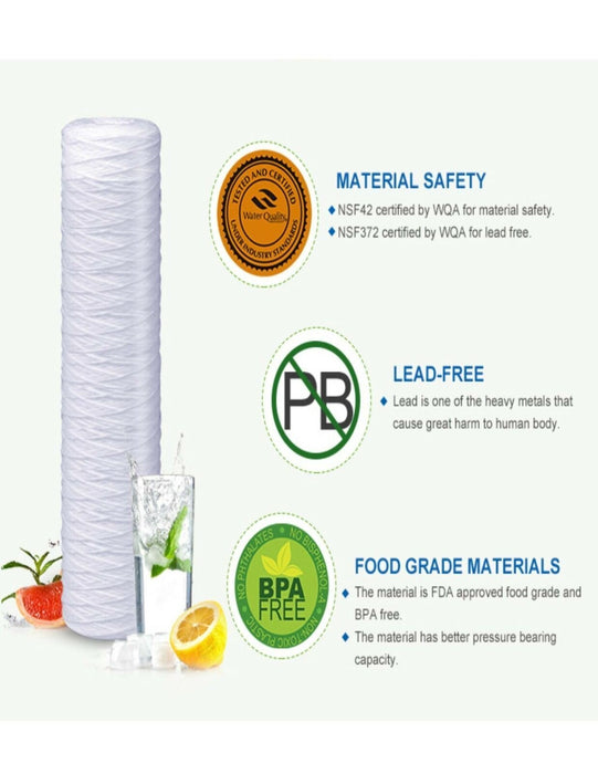 FXWSC Compatible Universal Whole House Sediment String Wound Water Filter, 10 μm