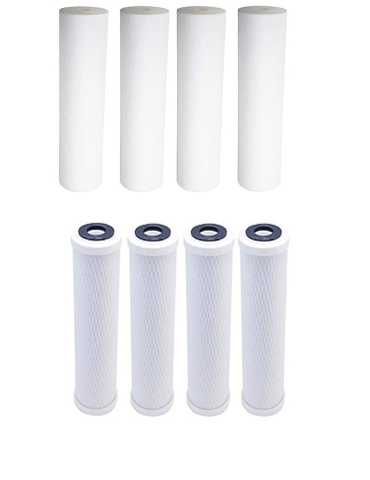 4-piece water filter kit with sediment and carbon block cartridges, compatible with WHKF-DWH whole house systems