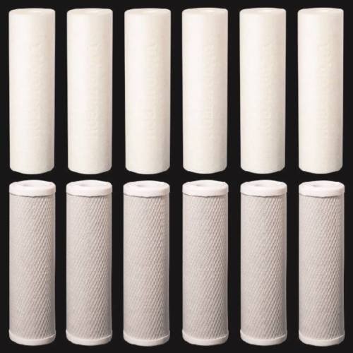 12-piece reverse osmosis replacement filter set, sediment and CTO carbon block, 2.5 x 9.75 inches