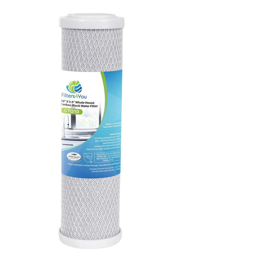 Undersink carbon block water filter cartridge, white, compatible with CB3 and CB3-SS6-05 models, reduces bad taste and odor