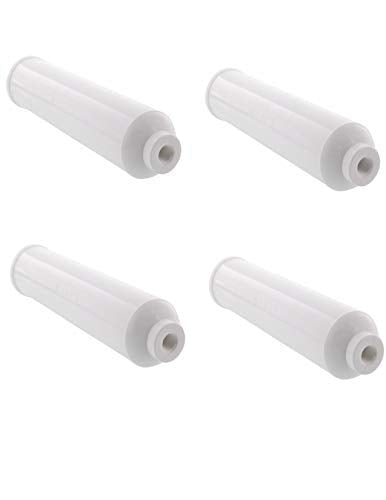 4-pack RO post-polishing inline coconut GAC water filters for fridge and ice maker, model ICF-10, 2000-gallon capacity, 1/4 inch NPT