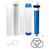 5-stage reverse osmosis replacement filter set with 50 GPD membrane, standard 10-inch size, universal compatibility