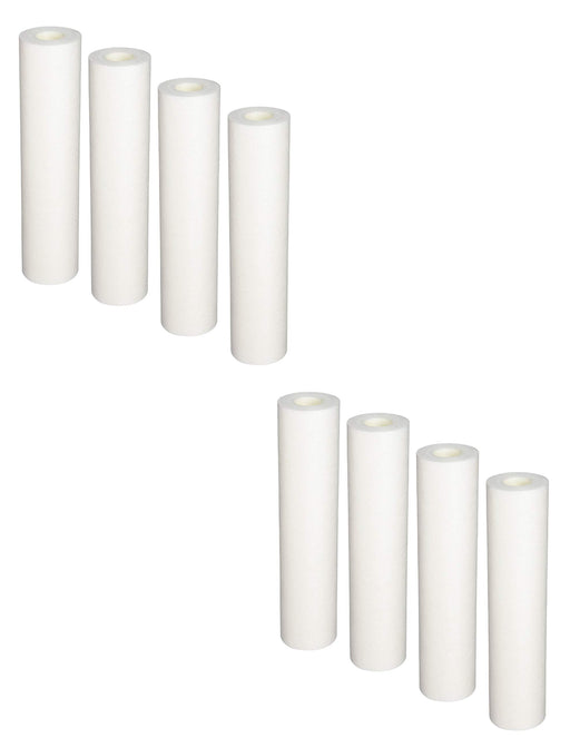 8-pack polypropylene sediment filter cartridges, 10 inches, 5 micron, compatible with Watts 500221 Full Flow whole-house filters