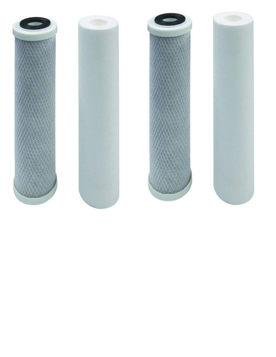 4-pack replacement filter kit with carbon block and polypropylene sediment filters, compatible with Watts WP-2 LCV RO system