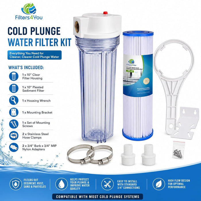 CFS Cold Plunge Filter System – 10" Housing, Pleated Filter & Wrench – 3/4" NPT
