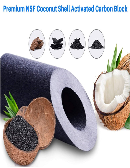 CFS 2-Pack Carbon Block Water Filter Cartridges for FXWTC, GXWH04F & More - Removes Taste, Odor & Sediment