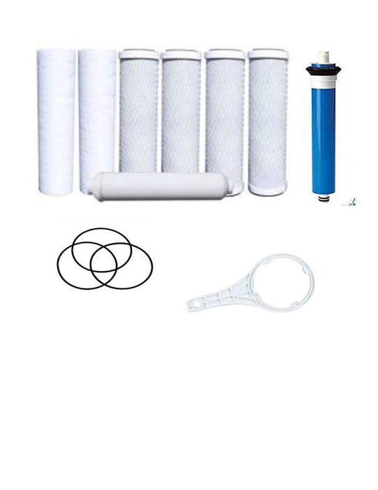 Annual reverse osmosis replacement kit with membrane, O-rings, and wrench, compatible with Watts Premier RO-TFM-5SV, WP-ST6DM, WP-5, and WP5-50 systems