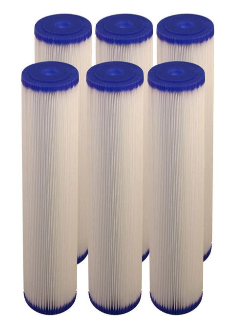 6-pack of Big Blue washable pleated sediment water filter cartridges, 4.5 x 20 inches, 5 micron