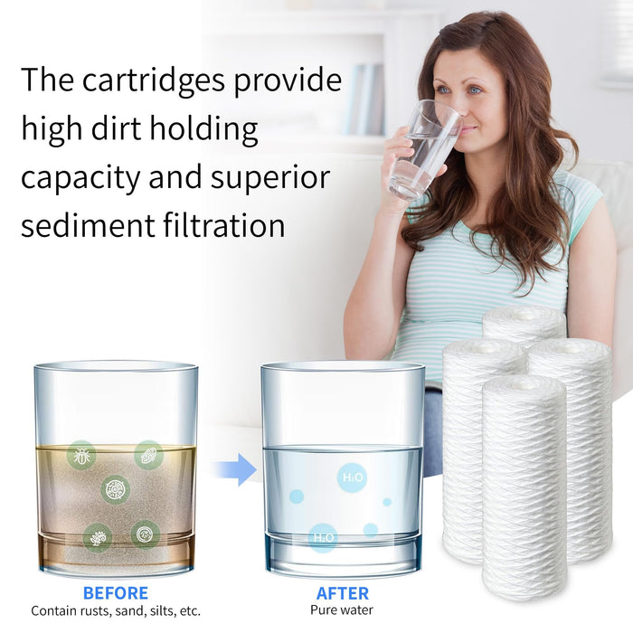 CFS – 2 Pack Polypropylene Whole House Water Filter Cartridges Compatible with CMB-510-HF, IHS12-D4 UV System Models – Replacement Filter Cartridge – 5 Micron – White