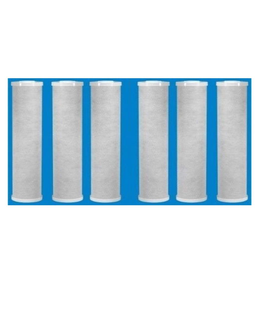 6-pack coconut shell carbon block CTO water filter cartridges, 5 micron, 10 inches