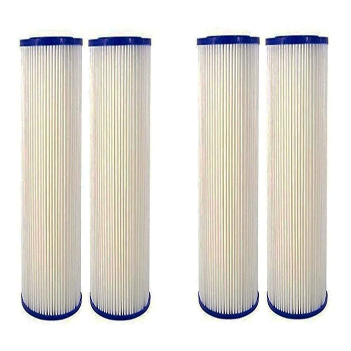 4-pack pleated sub-micron (0.35) post-filter cartridges for whole house water filter systems, white