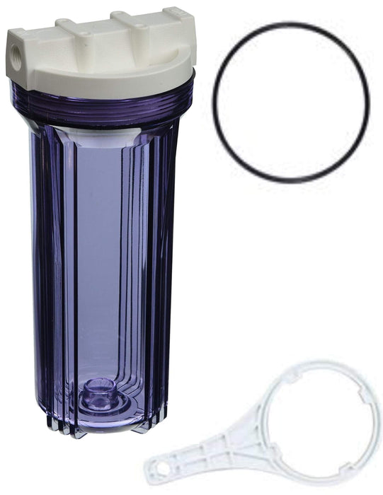 CFS Clear Filter Housing Kit – 10" – 1/2" Ports – With Carbon Filter, Wrench & O-Ring