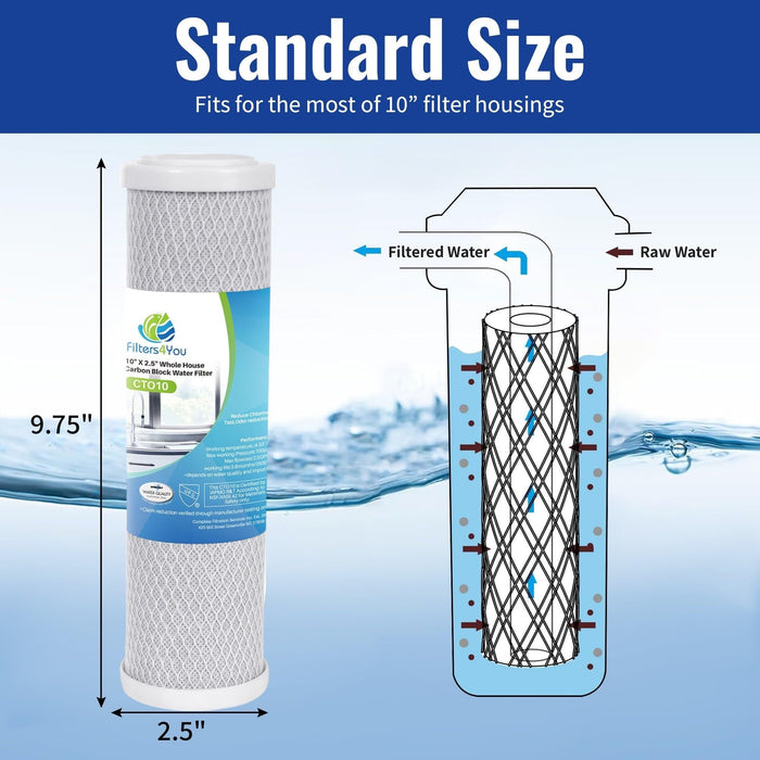 CFS – 10” Activated Carbon Water Filter Cartridge Compatible with 202000 Models – Remove Bad Taste and Odor – Whole House Replacement Filter Cartridge – 5 Micron