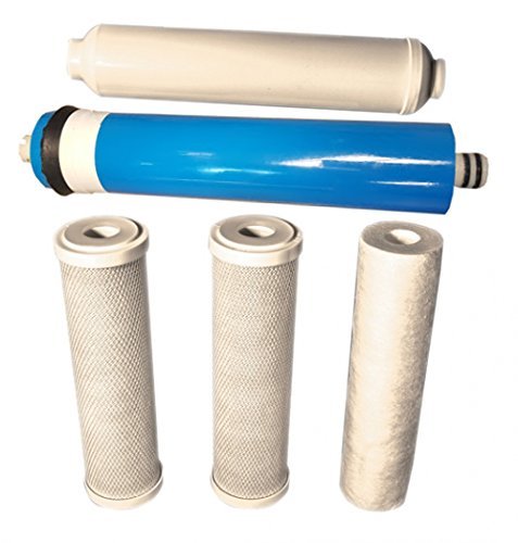 5-piece reverse osmosis replacement filter kit with sediment, carbon block, inline cartridges and 50 GPD membrane, compatible with Honeywell RO-9100 systems