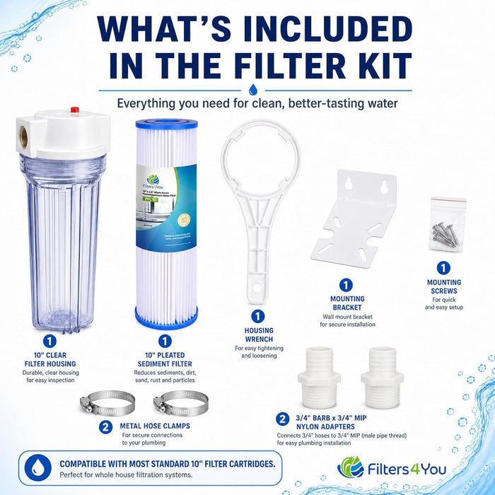 CFS Cold Plunge Filter System – 10" Housing, Pleated Filter & Wrench – 3/4" NPT