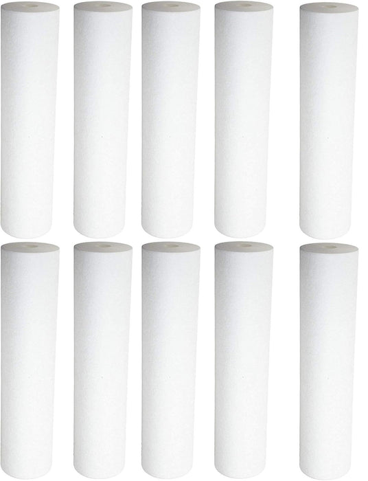 10-pack polypropylene sediment filter cartridges, 10-inch, 5 micron, compatible with AP101T whole house water filters