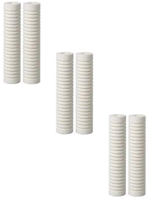 6-pack grooved sediment water filter cartridges, 5 micron, 2.5 x 9.75 inches, compatible with WHKF-GD05 and AP110 models